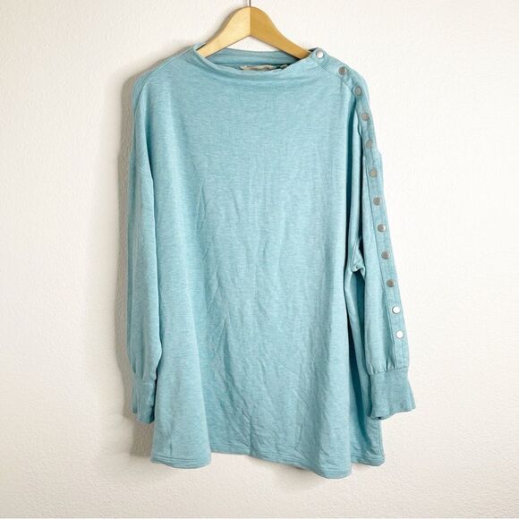 Soft Surroundings Sweater Mock Neck Blue Long Sleeve Size 1X - Picture 1 of 6